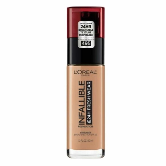 New L'Oreal Infallible 24HR Breathable Fresh Wear Foundation in Shade #495 Amber - Picture 1 of 5